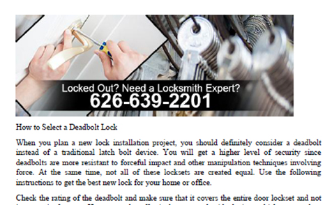 How to Select a Deadbolt Lock in California - Click to download